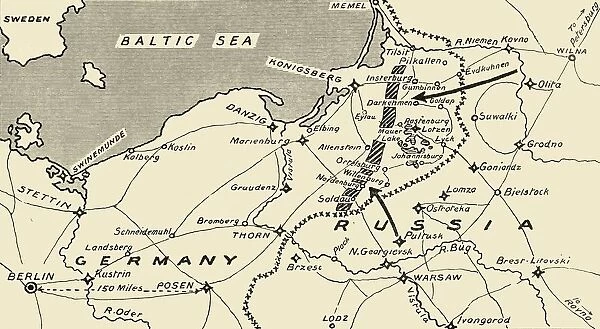 Map illustrating the Russian Invasion of East Prussia, 1915. Creator: Unknown