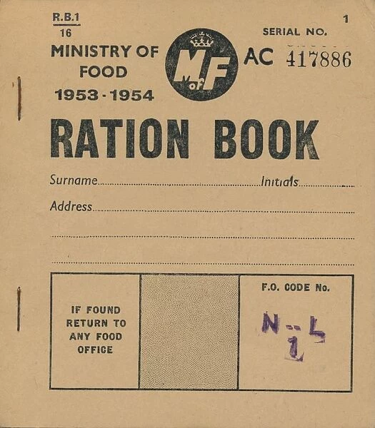 Ministry of Food Ration Book, 1953-1954