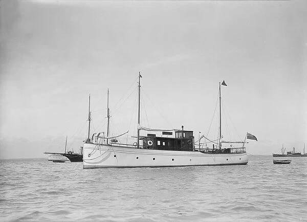 The motor yacht Margery at anchor, 1929. Creator: Kirk & Sons of Cowes