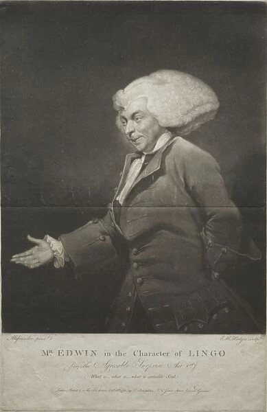Mr. Edwin in the Character of Lingo, 1784. Creator: Charles Howard Hodges (British, 1764-1837)