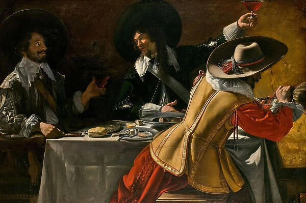 The Three Musketeers sitting at a table, c. 1630