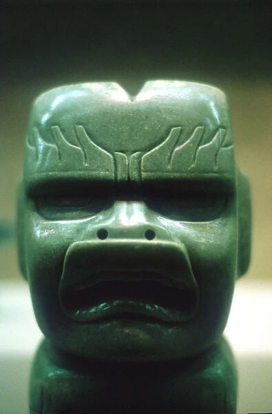 Olmec carved jade head, Pre-Columbian, Central America, 1150-800 BC