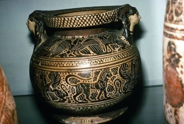 Orientalising Vase with Harpy, Sphinx and Lion, c6th century BC