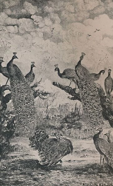 The Peacocks, 1869, (1946). Artist: Rodolphe Bresdin