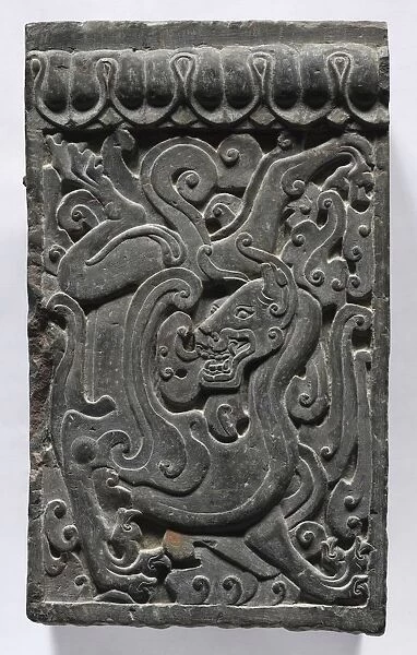 Section of a Coffin Platform: Feline, 550-577. Creator: Unknown