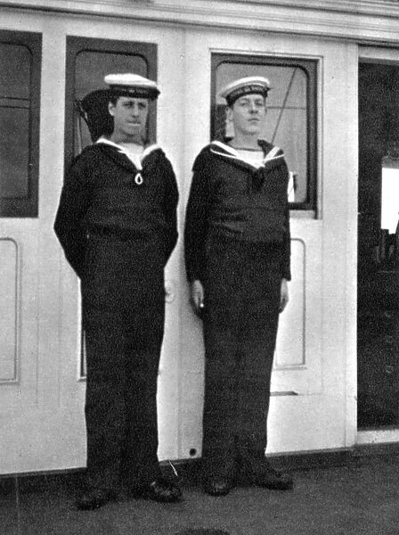 Two ships boys on the royal yacht Victoria and Albert III, 1908. Artist: Queen Alexandra
