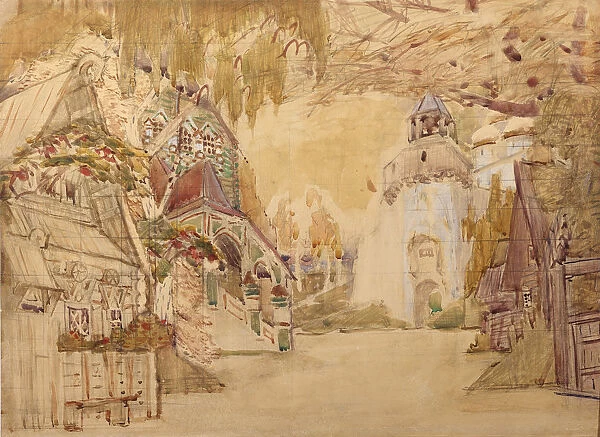 Stage design for the opera The Tsars bride by N. Rimsky-Korsakov, 1899. Artist: Vrubel, Mikhail Alexandrovich (1856-1910)