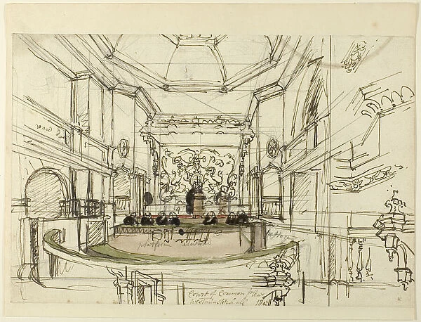 Study for Court of Common Pleas, Westminster Hall, from Microcosm of London, 1807