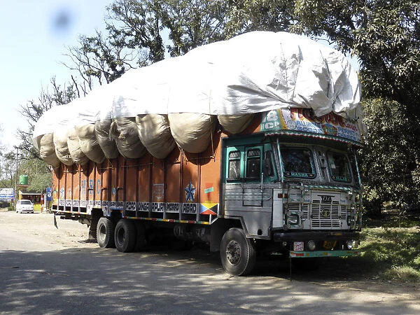 Tata truck with heavy load, India. Creator: Unknown