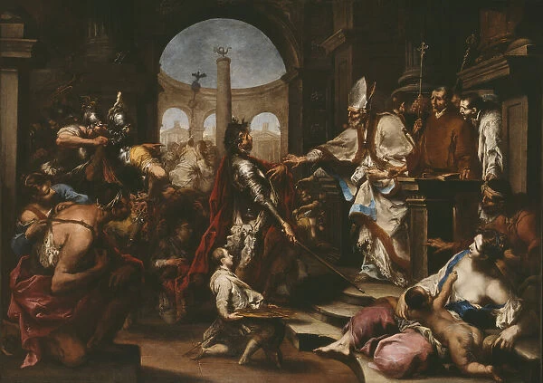 Theodosius Repulsed from the Church by Saint Ambrose, 1700  /  10