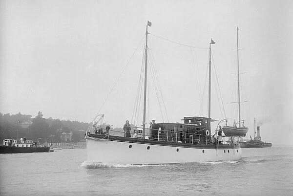 Unknown motor yacht under way, c1937. Creator: Kirk & Sons of Cowes