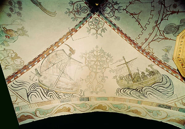 Viking ship with dragon prow, 14th century