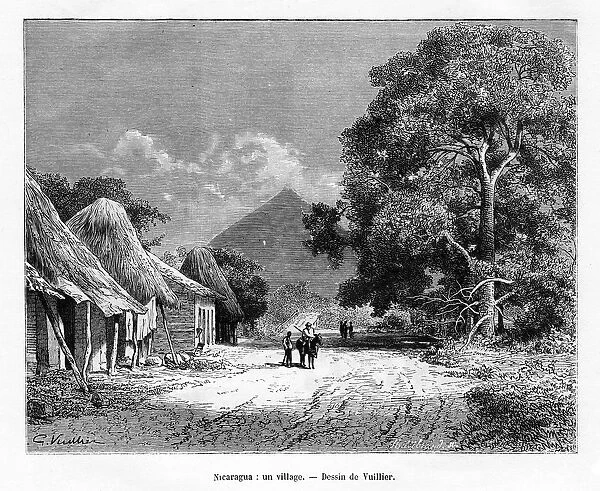 A village, Nicaragua, 19th century. Artist: Vuillier