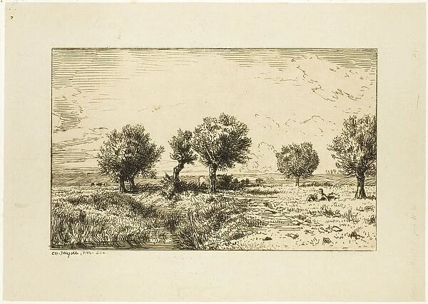 Willows in a Landscape, 1844. Creator: Charles Emile Jacque