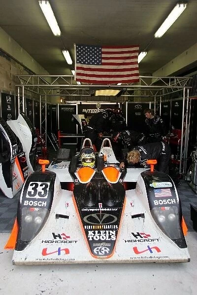 Le Mans 24 Hours: Duncan Dayton Intersport Racing Lola B05  /  40 AER sits in the pit garage