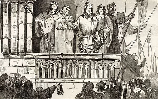 Louis Vii The Younger 1120 To 1180 Raises Support For The Second Crusade In 1144, From Histoire De France By Colart Published Circa 1840