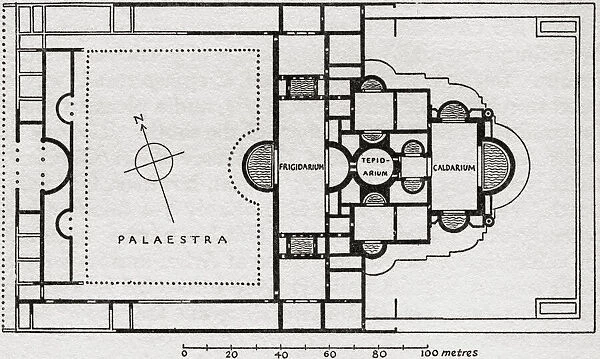 Plan of the Imperial Baths, Trier, Germany. After an illustration by Edgar Holloway