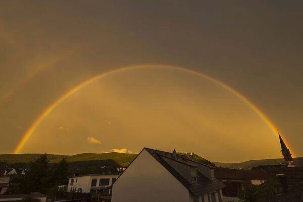 Rainbow in Summer, Grossheubach, Miltenberg District, Bavaria, Germany