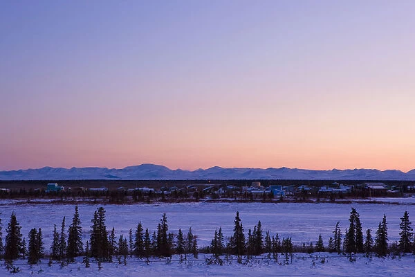 Sunset Over A Barren Landscape Near The Village Of Noatak With The Baird Mountains In The Distance, Arctic Alaska