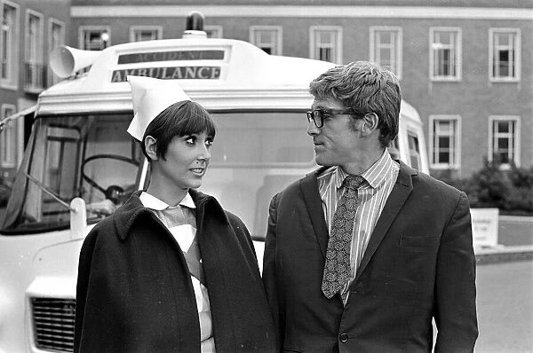 Anita Harris and Peter Gilmore on the film set of Carry On Doctor