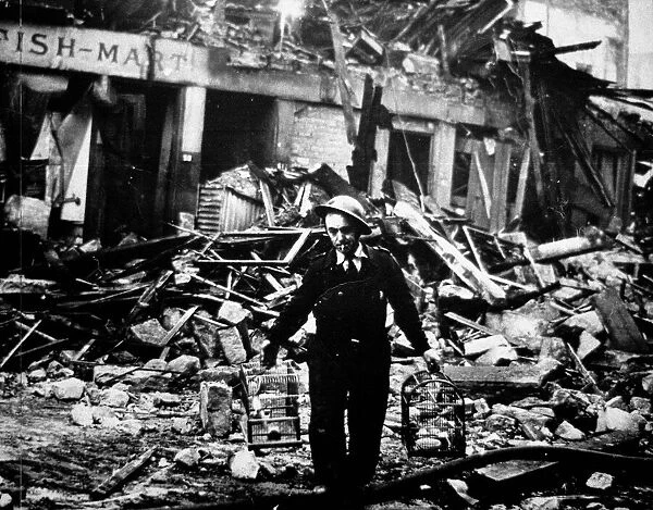 Clydebank Blitz March 1941 World War Two devastation in street Firemen Air raid Army bomb