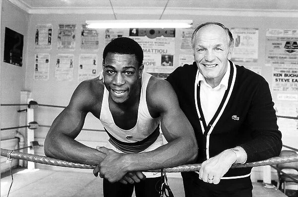 Frank Bruno Heavyweight Boxer April 1984 with Henry Cooper during one of his