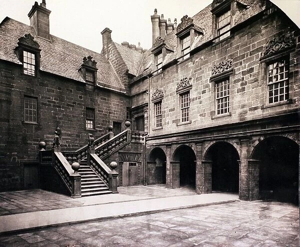 Glasgow University - old photograph showing the Lion and Unicorn staircase at the Old