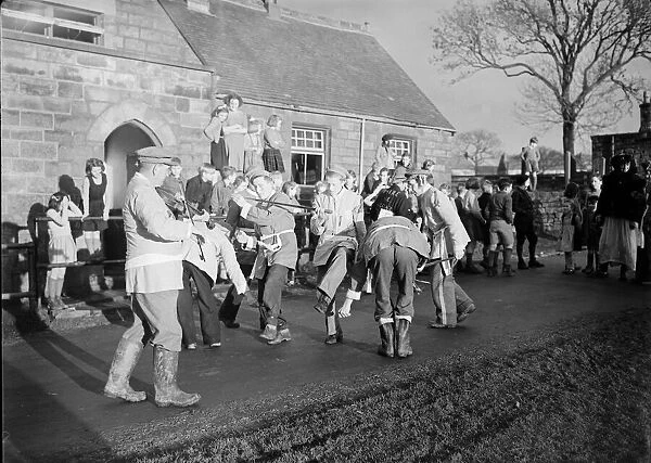 Goathland Plough Stots Yorkshire County dance team performing ancient ceremony of dancing