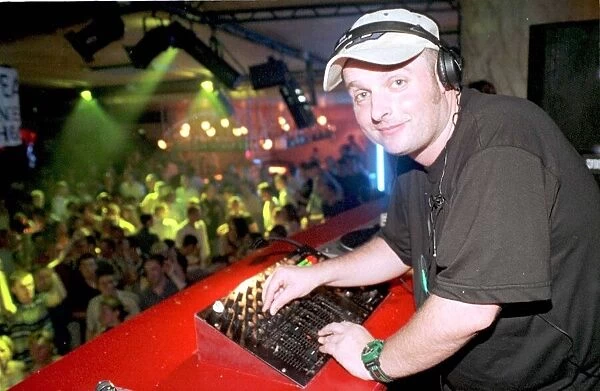 Ibiza Spain July 1999 Disc jockey Dave Pearce in the Eden disco with his