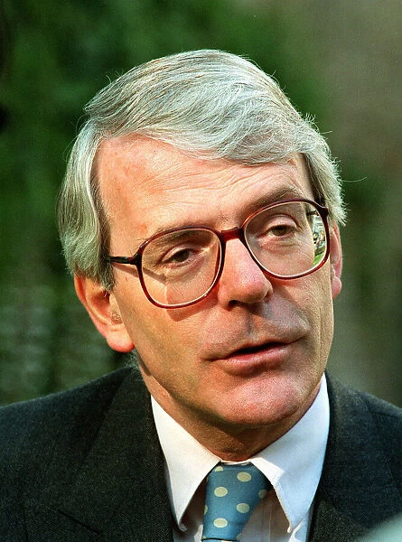 John Major Conservative Prime Minister after addressing reporters in the garden of Number