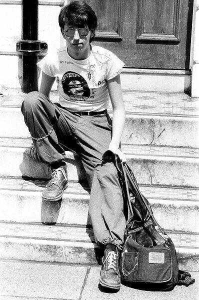 Punk fan wearing a Sex Pistols t-shirt. 8th July 1977