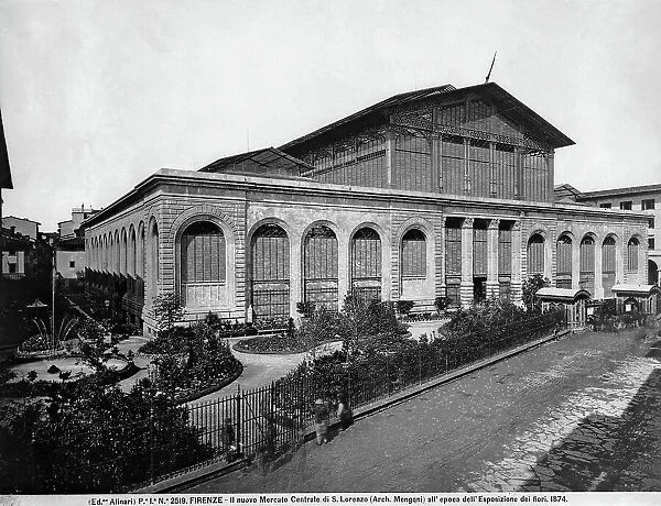 The Flower Exposition of 1874, held in the Mercato Centrale di San Lorenzo, Florence. The structure was built by Giuseppe Mengoni