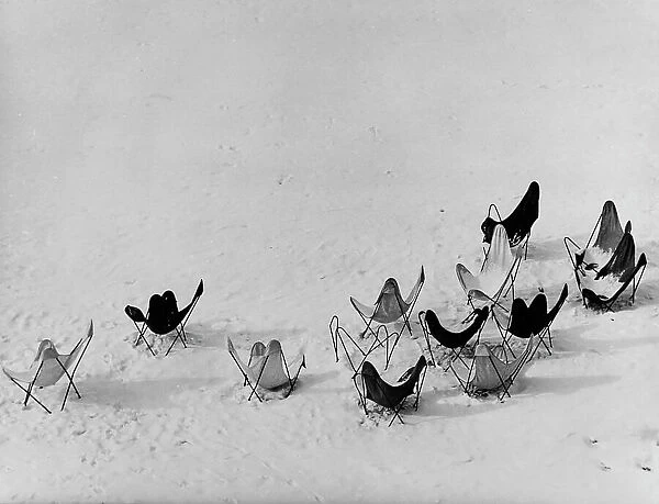 Folding chairs in the snow
