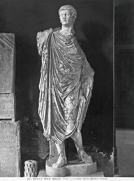 Marble statue of the emperor Tiberius or the deified Augustus, in priestly attire, in the Archaeological Museum of Aquileia