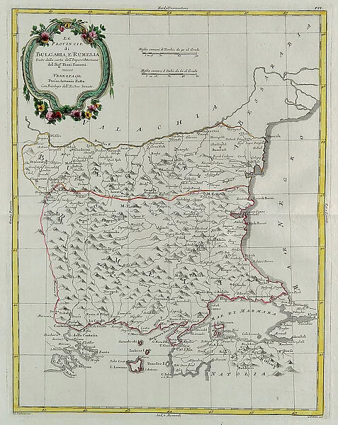 Provinces of Bulgaria and Rumelia, engraving by G. Zuliani taken from Tome III of the 'Newest Atlas' published in Venice in 1781 by Antonio Zatta, Private Collection