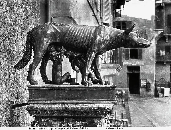 The Sienese she-wolf; sculpture by Giovanni di Turino, placed outside the Palazzo Pubblico (Town Hall) of Siena