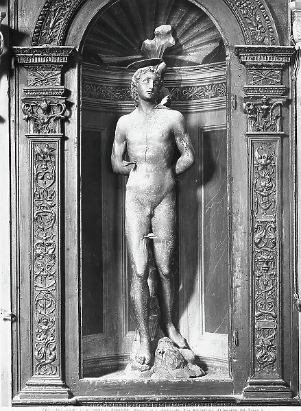 St. Sebastian, wood statue by Leonardo del Tasso, in the Church of Sant'Ambrogio, Florence