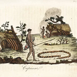 Aborigine huts and village in West Australia
