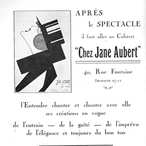 Advert for Chez Jane Aubert, 40 Rue Fontaine, Paris Date: 1920s
