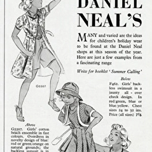 Advert for Daniel Neal childrens holiday wear 1938