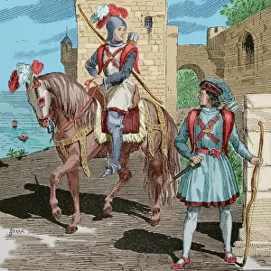 The Archers of Burgundy. Engraving by Serra