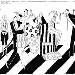 Art deco illustration of smart New York society, 1915