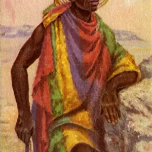 Basutu African Tribeman in Native Clothing