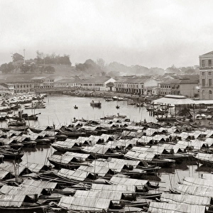 Boats in the harbour, Singapore, circa 1880s