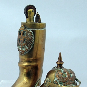 Brass lighter in the form of a jackboot, WW1