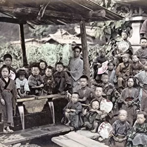 c. 1880s Japan - group of country children