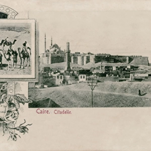 Cairo Citadel and group of camel riders
