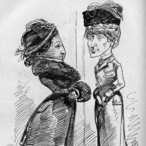 Caricature of Mrs Fletcher and Mrs Hart-Davies