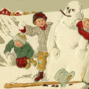 Children building a snowman