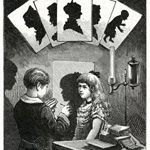 Children making silhouette portraits 1885